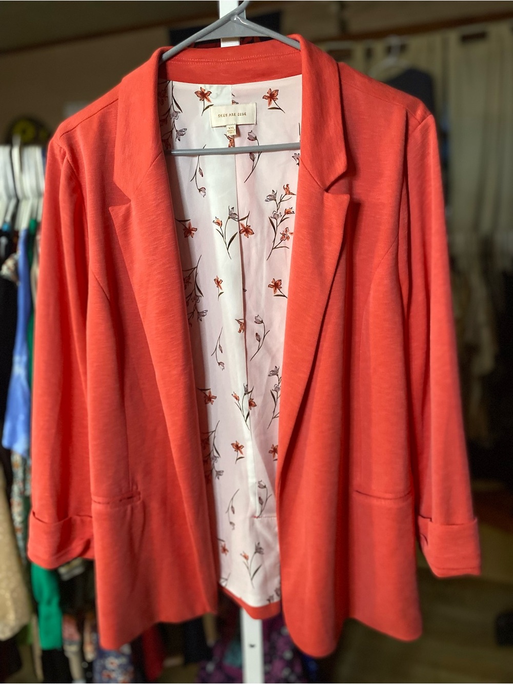 Coral Open-Front Blazer Jacket - Women's